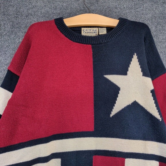Cotton Traders Men's Pullover Patriotic Sweater Multicolor XL Crew Neck - Picture 3 of 13